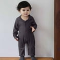 thumbnail image 2 of DHFJKG Infant Toddler Ribbed Hooded Jumpsuits Winter Clothes Long Sleeve Solid Color Button Down Onesie Newborn Lightweight Cozy One-Pieces, 2 of 7