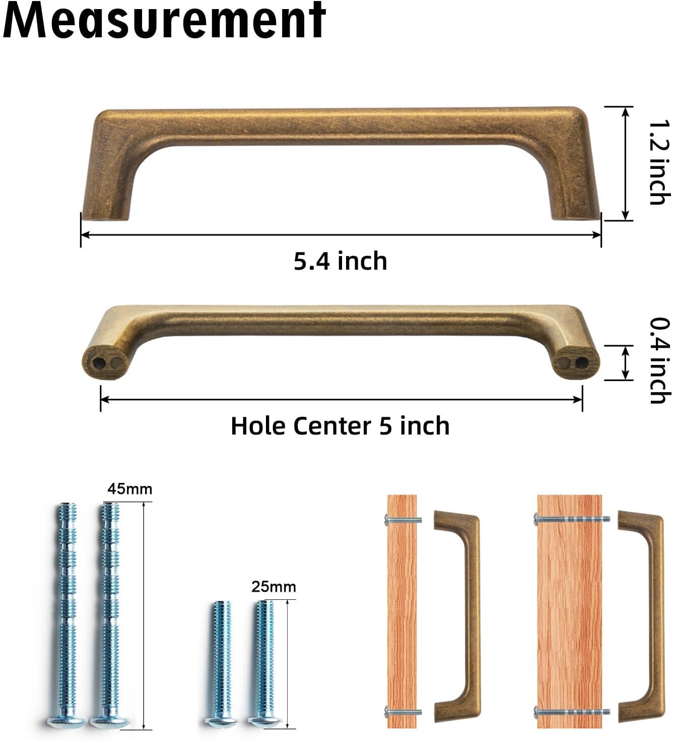 Goo-Ki 12 Pack 5"(128mm)Hole Centers Vintage Antique Brass Cabinet Pulls Decorations Cabinet Handle Hardware for Bedroom, Kitchen