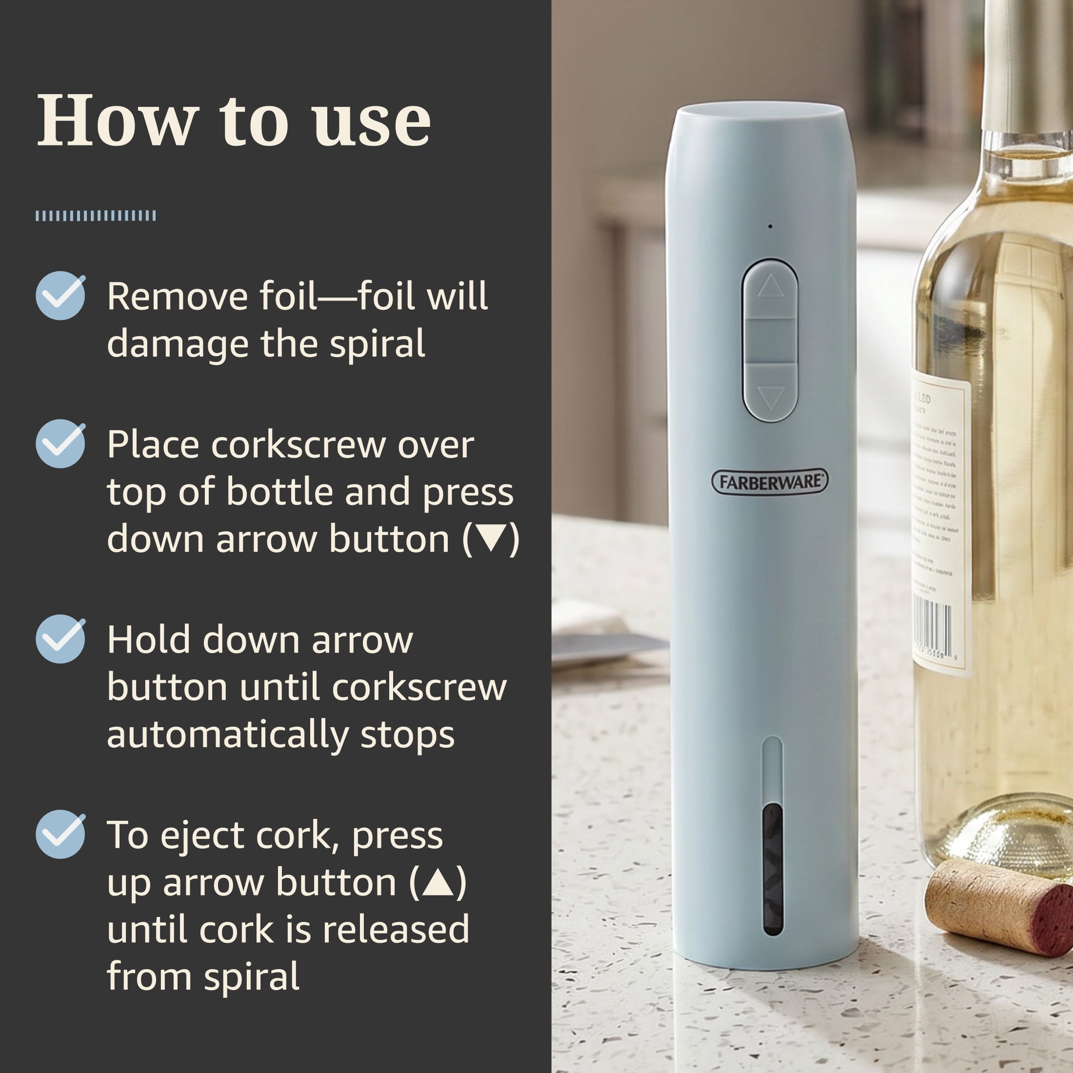 Farberware USB Corkscrew Slate Blue
