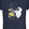 thumbnail image 2 of Junior's Wall-E Valentine's Day EVE Sparks Fly  Graphic Tee Navy Blue Small, 2 of 3
