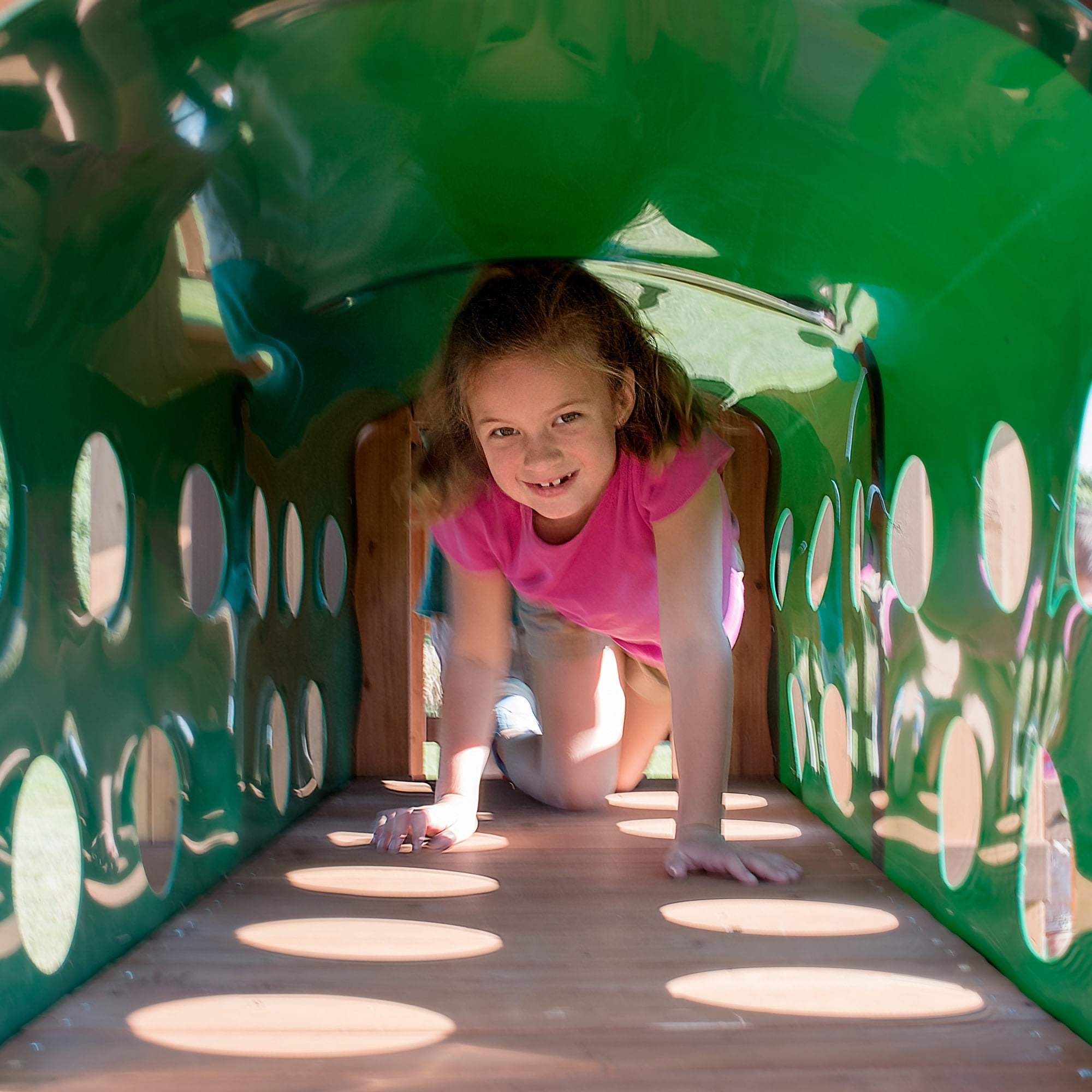 Backyard Discovery Woodridge Elite Cedar Wood Swing Set, Slide, Clubhouse, Crawl Tunnel