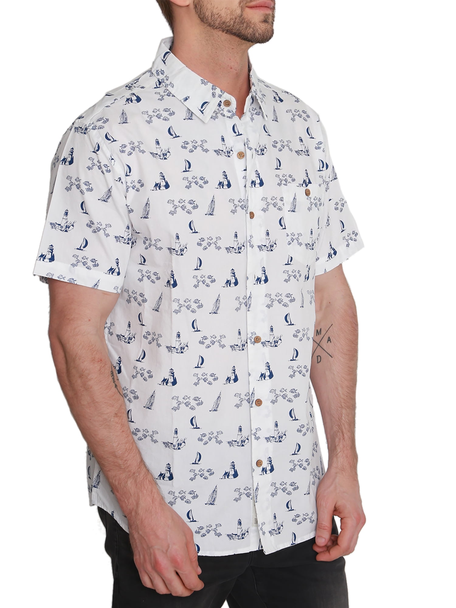 Pacific Marlin Men's Short Sleeve Hawaiian Woven Shirt