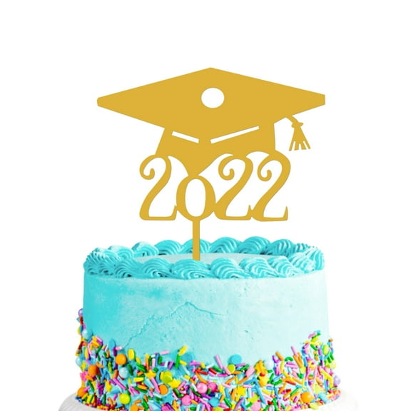 Party Photo Booth Props Personalized Cake Topper Custom Congrats Graduation Hat Student Class Of 2022 Double Sided Glitter Card Baby,Gold Graduation Party Balloon