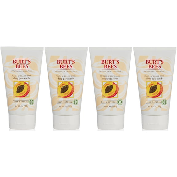 Burt's Bees Peach & Willowbark Deep Pore Scrub 4 oz (Pack of 4)