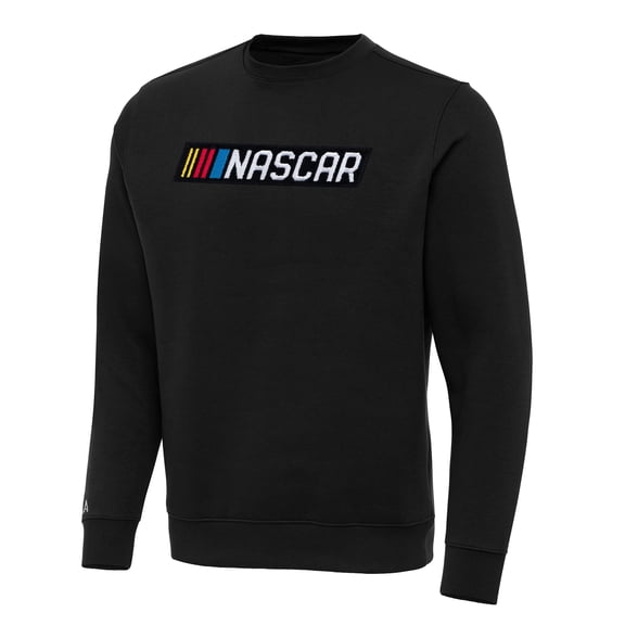 Men's-Antigua  Black NASCAR Victory Crewneck Pullover Sweatshirt