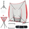 thumbnail image 1 of KFFKFF 7x7 ft Baseball Practceing Net, Softball Practice Net, Mobile Training Net for Batting, Catching, and Pitching, Baseball Gear with Arc Frame, Transport Bag, Strike Zone, Sphere, Tee, 1 of 9