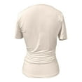 thumbnail image 4 of Ticikt Women's Short Sleeve T Shirts Crew Neck Slim Fitted Shirts Basic Casual Going Out Tops,Color:Beige,Size:S, 4 of 5