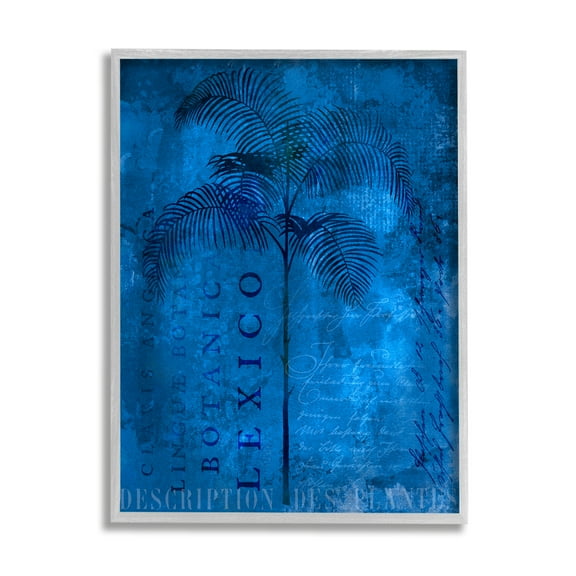 Stupell Modern Botanical Palm Collage Landscape Painting Gray Framed Art Print Wall Art