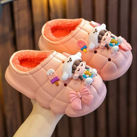 

QWZNDZGR 2022 Babi Winter Fur Clogs Kids Slippers For Girls Indoor Outdoor Mules Shoes Children s Waterproof Loafer Slipper Flip Flops