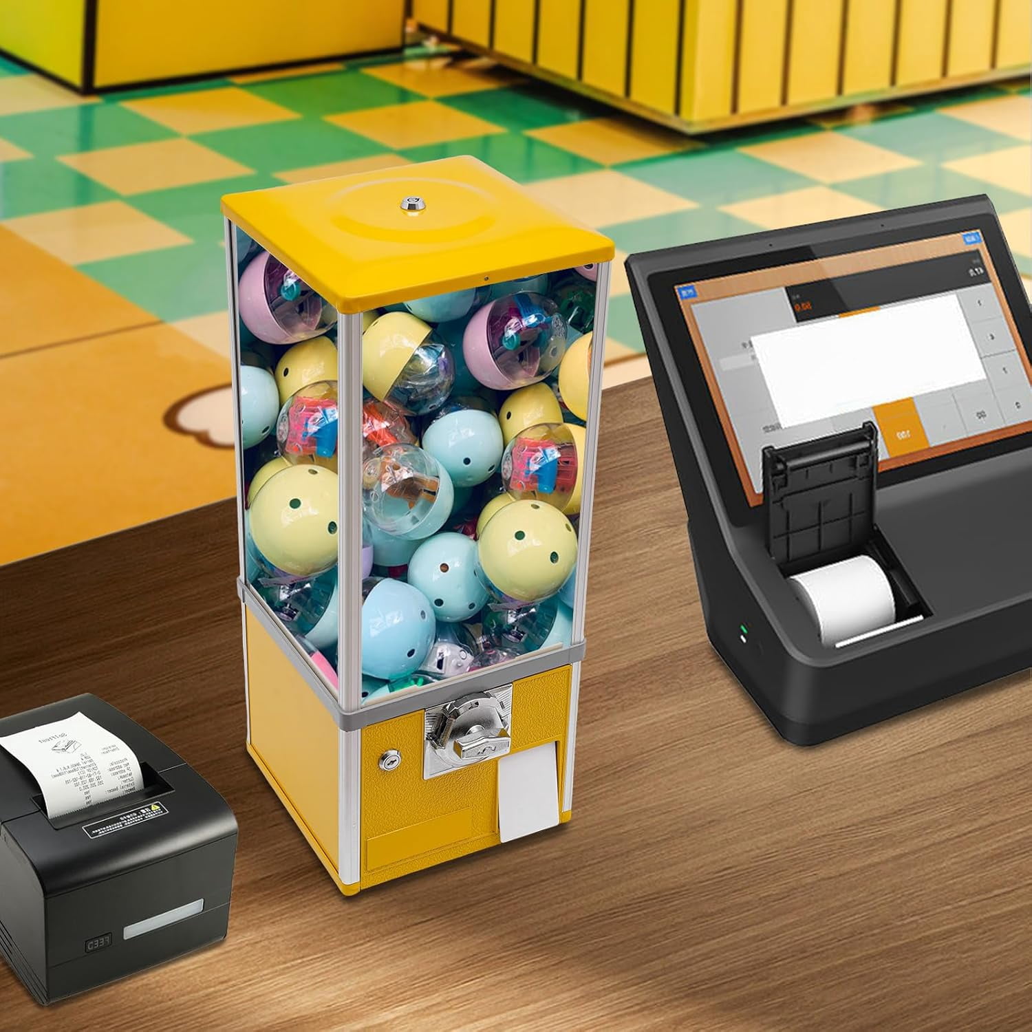 Vending Machine,Commercial Vending Machine,Automatic Candy Gumball Vending Machine,Candy Dispenser Machine for Stores (Yellow),Vending Machine for Home, Gaming Stores
