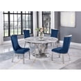 thumbnail image 4 of Round White Marble 5pc Dining Set with Silver Stainless Steel and 4 Chairs, 4 of 4
