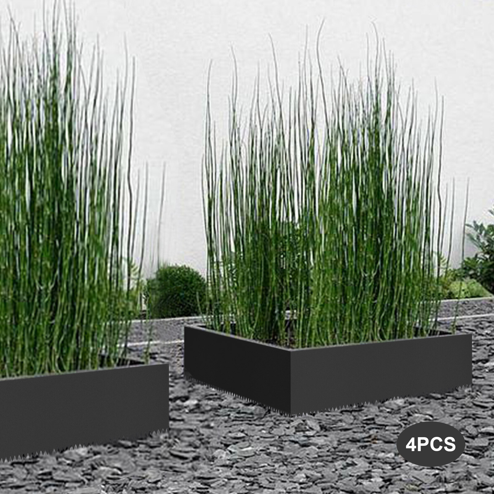 Landscape Edging 4Pc 6 inch Bendable Metal Garden Barrier Lawn Border Black for Gardens, Paths, Lawns