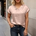 thumbnail image 3 of Satin T Shirts for Women 2026 Summer Short Sleeve V Neck Business Dressy Casual Office Work Tshirt Blouse, 3 of 7