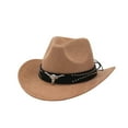 thumbnail image 3 of Classic Western Cowboy Hat Cowgirl Hat Unisex Men's & Women's Wide Brim Fedora Hat Classic Vintage Bowler Hat for Adults, 3 of 7