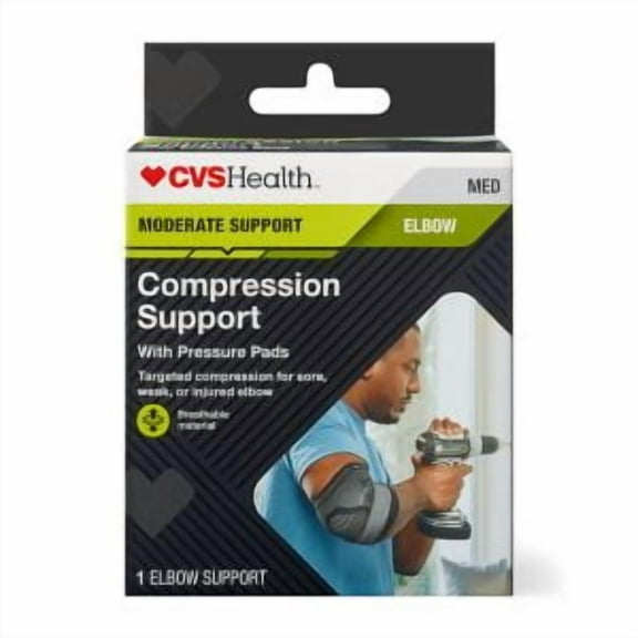 CVS Health Moderate Compression Support Elbow Pads, Medium