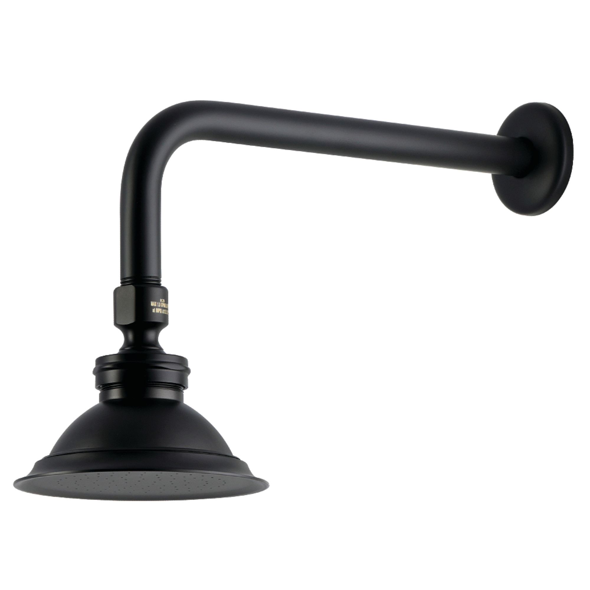 Kingston Brass P10MBCK Victorian 4-13/16-Inch Round Raindrop Brass Shower Head with 12-Inch Shower Arm Combo in Matte Black