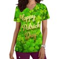 thumbnail image 1 of Fiudx Ofertas Flash Del Día Blusa de Manga Corta con Cuello En V para Mujer, Blusa con Bolsillos Estampados para El Día de San Patricio, Enfermería, 1 of 5