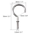 thumbnail image 4 of Ganchos de ojo de tornillo Uxcell de 2.1" con tornillos autoperforantes, colgador atornillable plateado, paquete de 30, 4 of 5