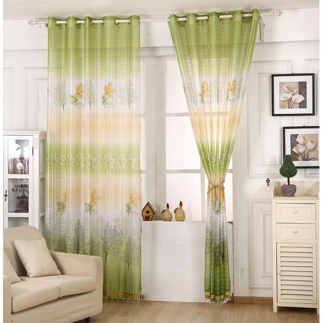 100 * 250cm Cortinas de Ventanas Panel Persianas Hoja Gasa Decoración Hogar Pared Baoblaze Cortina de tul