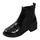 thumbnail image 1 of Zapatos Botines para mujer Nuevas botas de cuero con capa de perlita para mujer botines de punta redonda informales elegantes clásicos con patrón color negro para invierno (Black 7), 1 of 7