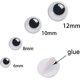 thumbnail image 2 of Upins 300 Unidades De Ojos Saltones Negros Con Autoadhesivo, 6 Mm, 8 Mm, 10 Mm, 12 Mm, Embalaje Mixto, 2 of 5