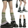 thumbnail image 2 of Yokua Leg Warmers for Women Girls Lolitas Leg Warmer Striped Knitted Long Leg Socks, 2 of 16