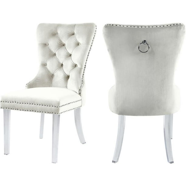 Miley Cream Velvet Dining Chair, Set of 2ColorCream Velvet,StyleContemporary