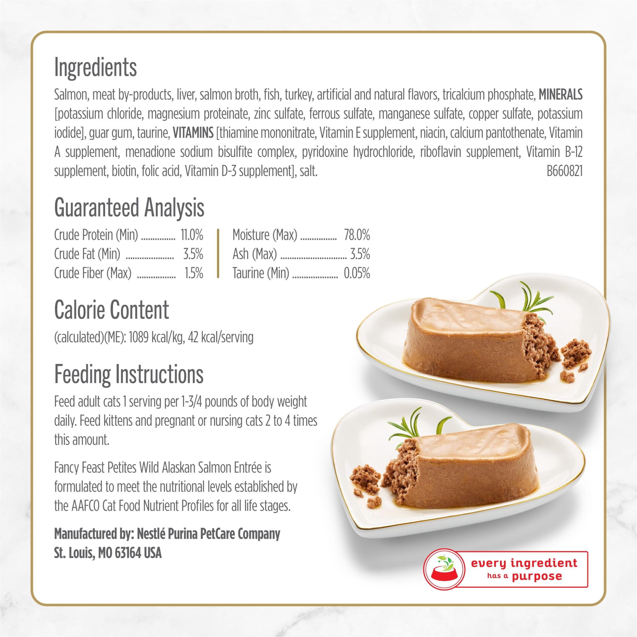 (2 pack) Purina Fancy Feast Petites Wild Alaskan Salmon Entrée Gourmet Wet Cat Food Pate, 1.4 oz Tubs