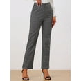 thumbnail image 2 of DARING DIVA Women's Plaid Trousers Pockets Straight Leg Casual Pant L Dark Grey Black, 2 of 6