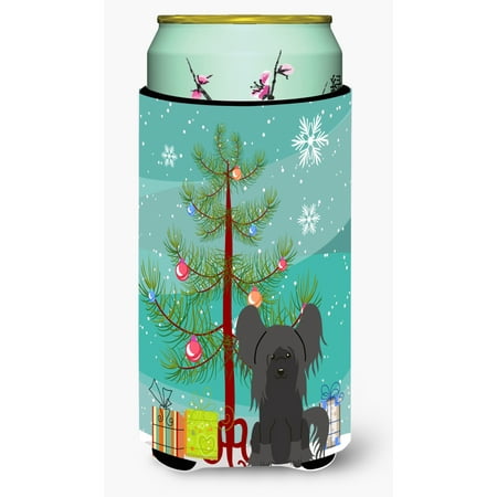 

Carolines Treasures BB4237TBC Merry Christmas Tree Chinese Crested Black Tall Boy Beverage Insulator Hugger Tall Boy