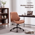 thumbnail image 5 of FASTES Leather Office Chair, Armless Office Desk Chair Mid Back Modern Chair with Wheels for Home Office, Brown, 5 of 11