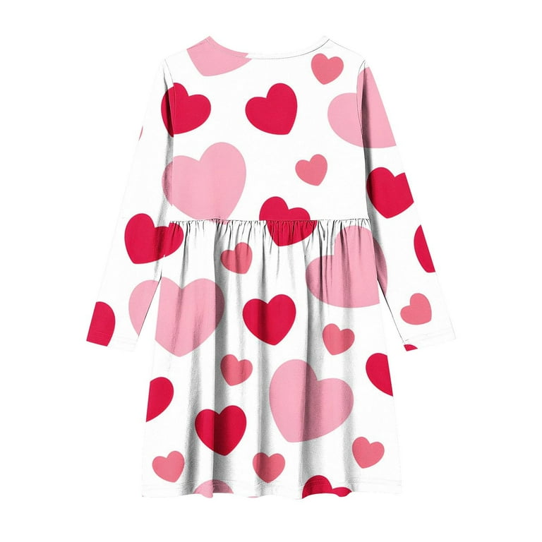 4t pink valentine dress ATOGUTA Fancy Girls Dresses Long Sleeve Valentines T-Shirt Dresses Kids  Spring A-Line Twirly Skater Dresses Size 4T-14, Pink