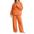 thumbnail image 6 of NominalSnug Flannel Pajamas for Women Sets Full Zip up Fuzzy Fleece Cardigans Wide Legh Pants Winter Thicken Warm Lounge Sleepwear 2 Piece, 6 of 8