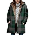 thumbnail image 2 of Rutainlusire Womens Fashion Warm Plaid Fleece Lined Hooded Jackets 2026 Women's Winter Loose Long-sleeved Thick and Fleece Lambskin Jackets, 2 of 5