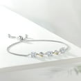 thumbnail image 4 of Gem Stone King 925 Sterling Silver and 10K Yellow Gold 5MM Round White Moissanite and White Lab Grown Diamond Tennis Bracelet for Women | 1.52 Cttw | Fully Adjustable up to 9 inch, 4 of 5
