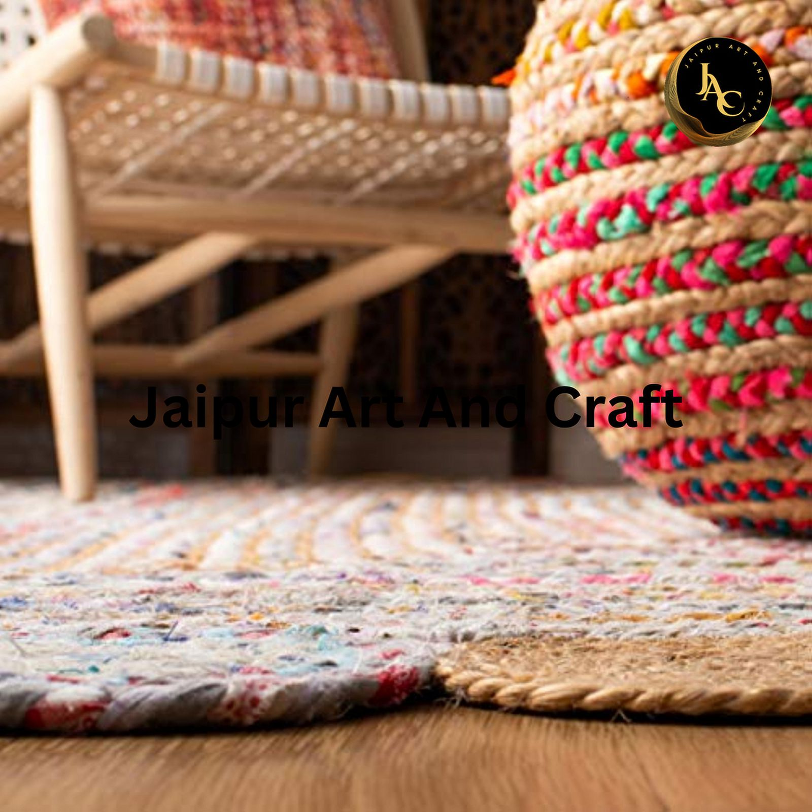 Jaipur Art And Craft Hand Braided Bohemian Multi Color Jute Cotton Runner Area Rug (2.6x8 Sq ft)