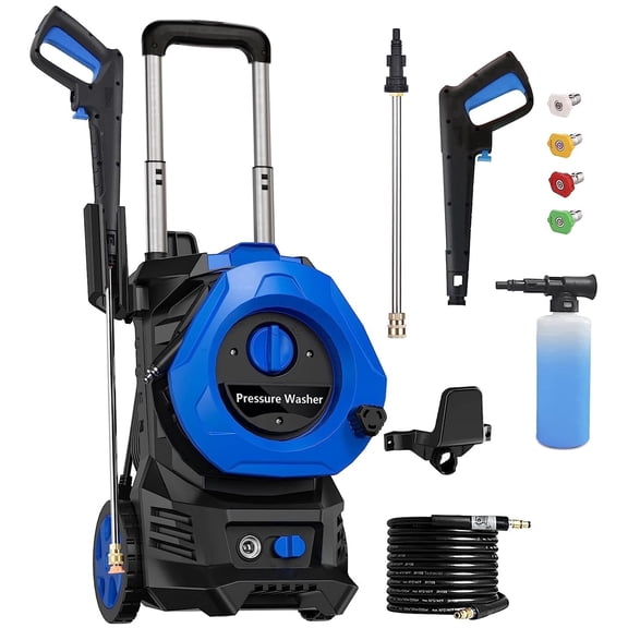 5350PSI MAX 4.0GPM Portable Electric Power Washer, Home & Outdoor Pressure Washer with 25FT Hose, Quick Connect Nozzles for Motorcycle, Yard, Deck, Stair, Wall, Sidewalk, Pool, Boat Cleaning