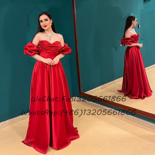 Vestido de dama de honor rojo sin tirantes con escote en forma de corazón, Vestido de satén largo, línea A, plisado, Espalda descubierta, vestido de fiesta de boda para mujer, vestido de Graduación