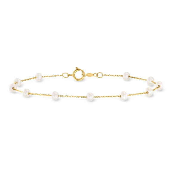 Pure Collection by Ross-Simons 3-3.5mm Cultured Pearl Station Bracelet in 14kt Yellow Gold, Women's, Adult