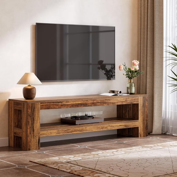 Tribesigns 59" TV Stand for 55/60/65/75-Inch TVs, Rustic Media Console with Storage Shelf, Entertainment Center for Living Room, Bedroom,Brown