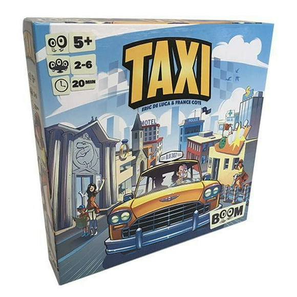 Taxi Board Game by Boom for players 5 years +. 2 to 6 players, 20 minutes play time._EN