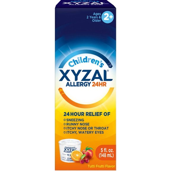 Xyzal 24 Hour Children's Antihistamine Medicine for Kids Allergy Relief, 2.5 mg Levocetirizine, Bubble Gum Flavor, 5 fl oz (Pack of 3)