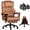 Regular/Light Brown, variant on Big and Tall 700LBS Heavy Duty Executive Office Chair with Metal Base, Linkage Armrest, Footrest, Extra Thick Wide Cushion, Silent Rubber Wheels, Light Brown