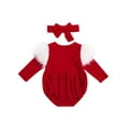 thumbnail image 6 of Qiylii Baby Girls Romper, Faux Fur Trim Long Sleeve Bodysuit +Headband, 6 of 6