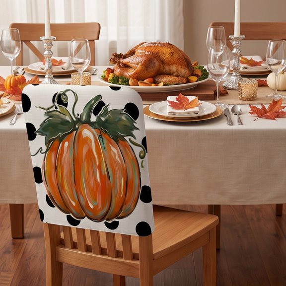 Qjidjing 2Pcs Fall Thanksgiving Chair Covers, Halloween Maple Leaf Decor Slipcovers For Indoor Home Dining Chair, Party