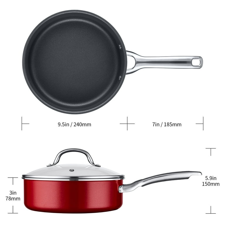  Minluful Deep Frying Pan with Lid - 11 Inch Nonstick