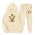 thumbnail image 2 of Hueook Womens Sweatsuits 2 Piece Set Women's Easter Print Athleisure Coat Trousers Hooded Hoodie Top Trousers Set Long-sleeved Hooded Suit Beige 2X, 2 of 5