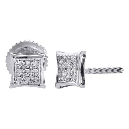 Jewelry For Less - 10K White Gold Round Diamond Earrings Mens Ladies Pave Set Kite Stud 1/20 ct