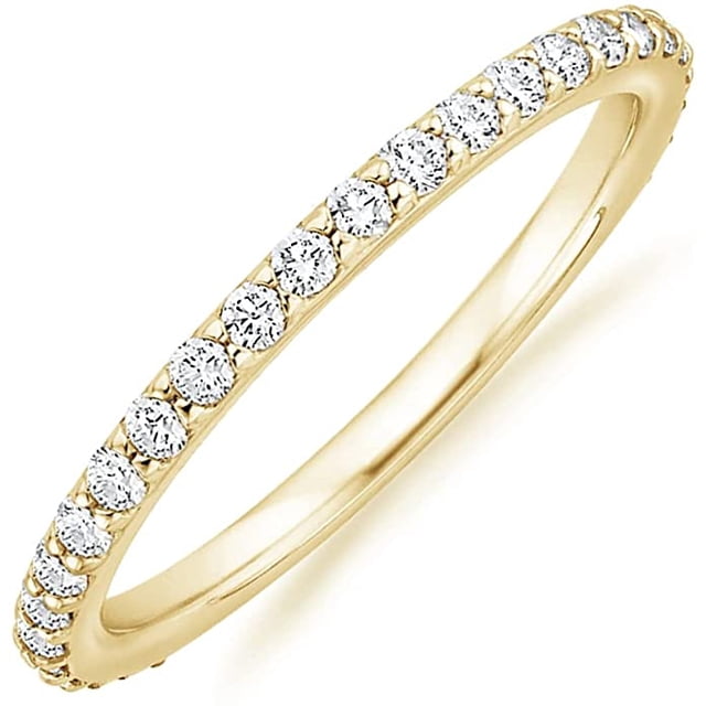 PAVOI 14K Gold Plated Cubic Zirconia Diamond Stackable Eternity Bands for Women