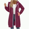 thumbnail image 4 of Kaprioy Long Hoodies For Women Zip Up Double Zipper Fleece Jacket Tunic Sweatshirts Winter Fall Fashion Clothes Oversized Jackets with Pockets Solid Color Long Hooded Sweatshirt, 4 of 8